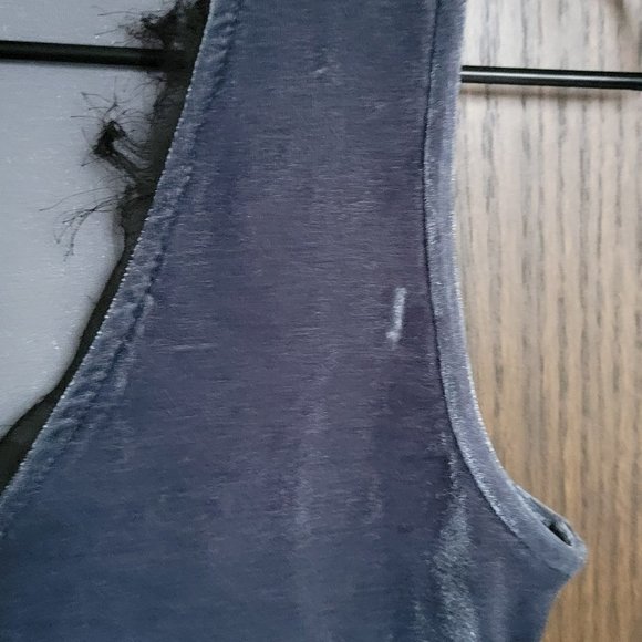 THML Blue  Velvet Tunic Top Sleeveless Mixed Tank Blouse Velour XS Anthropologie - Picture 7 of 14